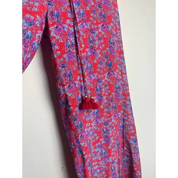 Figue Red Floral Silk Drawstring Pants Sz. XS - Picture 5 of 6